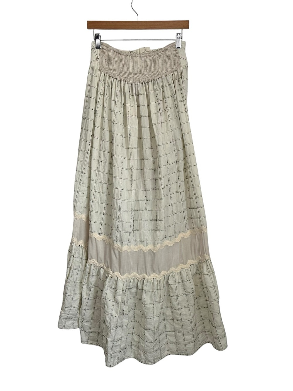 Anthropologie Womens Raissa A-Line Button Front Midi Skirt Sz Medium Beige Boho - Picture 5 of 13